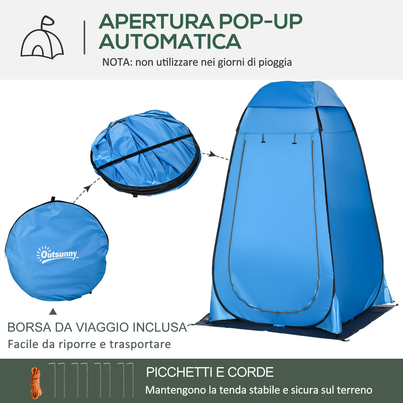Tenda da Doccia Pop Up Impermeabile 126x124x189 cm con Porta a Cerniera Blu   