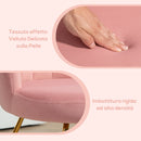 Sedia Moderna Ergonomica con Schienale a Petalo 69x64x80 cm in Velluto Rosa e Gambe Incrociate Oro   