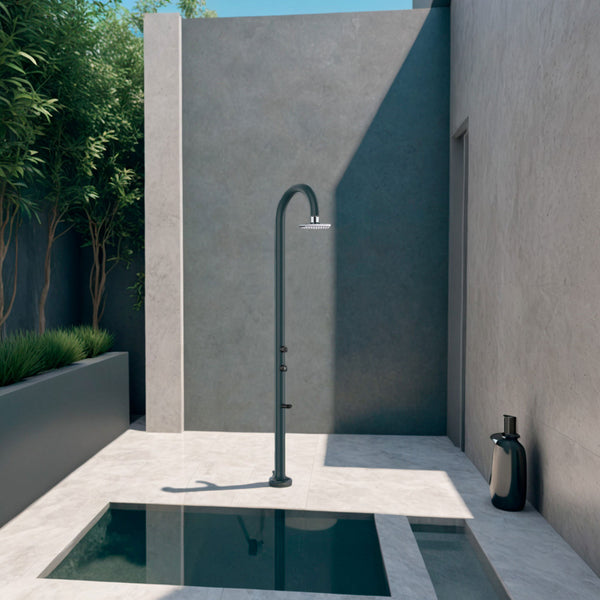 Doccia da Giardino in Alluminio Soffione I-switch Quadrato con Termometro LCD Sined Luna Alu Grigio acquista