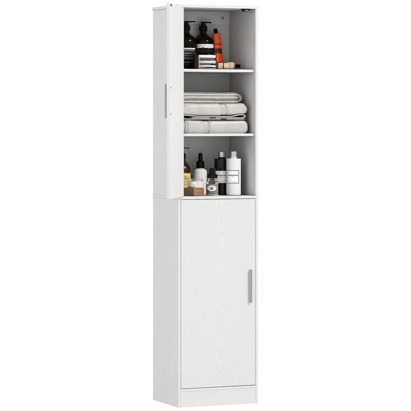 Mobile da Bagno a Colonna 40x35x180 cm con 2 Armadietti in Legno Bianco acquista