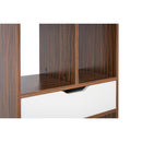 Libreria 8 Ripiani 1 Cassetto 53x185x30 cm in Legno Melaminico Zebrano e Bianco Opaco