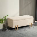 Panca Fondo Letto Contenitore 100x40x42 cm Rivestimento in Velluto Beige   