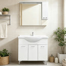 Mobile Bagno da Terra 82x34,7x88,5 cm con Lavabo Specchiera e 3 Ante in Truciolato e MDF Bianco      