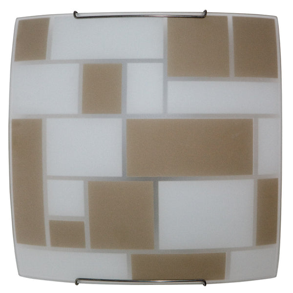 sconto Plafoniera 2xE27 Ganci Filo Acciaio Vetro Lastra Bianco-Marrone E-Energy Dora