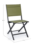 Set 4 Sedie Pieghevole da Giardino 47x57x88h cm Elin Antracite e Verde 