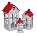 Set 3 Lanterne in Metallo tetto rosso