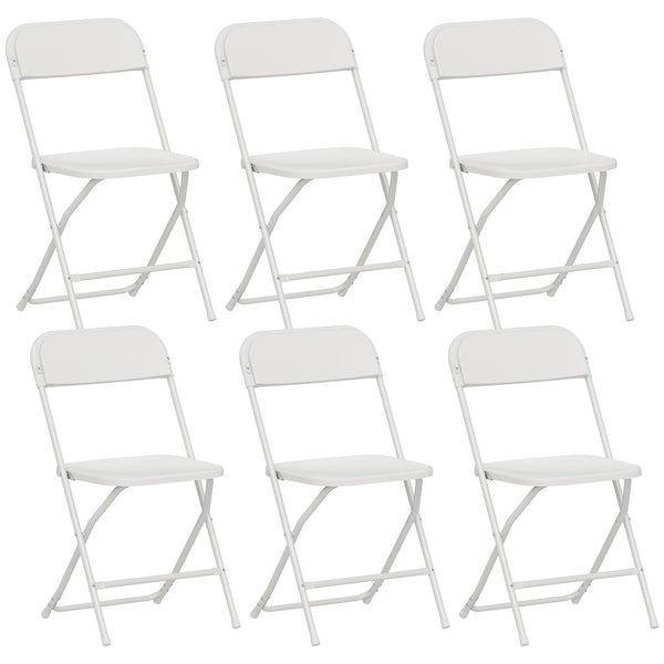 Set 6 Sedie Pieghevoli 45x49x79,5 cm con Fori di Drenaggio in Plastica e Metallo Bianco online