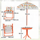 Set Tavolo e Sedie per Bambini con Ombrellone per Esterno in Acciaio Arancione      