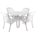 Set Tavolo e 4 Sedie da Giardino in Alluminio Maryland Bianco