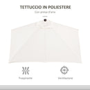 Mezzo Ombrellone da Giardino Mezzaluna 230 x130x245 cm con Apertura a Manovella Crema