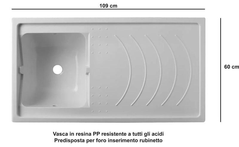 Lavatoio e Coprilavatrice in PVC 109x60x89 cm Forlani Esterni Roc Lato Sinistro