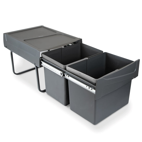 Set 2 Pattumiere Differenziata per Mobile 30 Litri in Acciaio e Plastica Emuca Grigio antracite prezzo