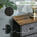 Cassettiera 6 Cassetti in Tessuto 80x30x70 cm in Acciaio e Truciolare Marrone e Grigio