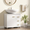 Mobile Sottolavabo con Intaglio a U 70x30x65 cm con Chiusura Ammortizzata in MDF Bianco  