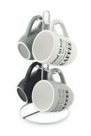 Set 4 Tazze Tedesco in Dolomite con Stand in Metallo Villa d'Este Home Tivoli