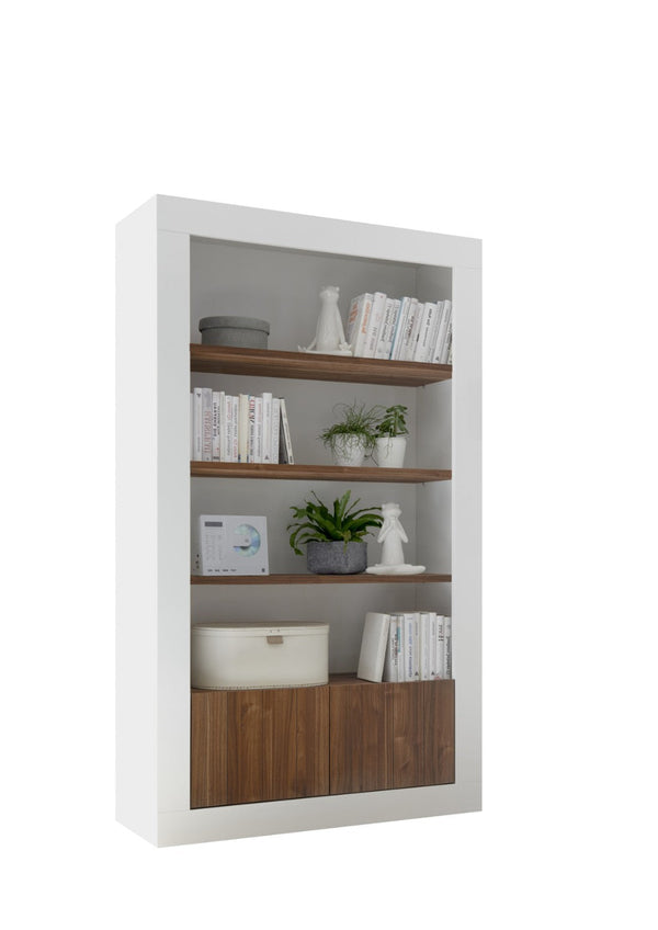 acquista Credenza Libreria 2 Ante 4 Ripiani 110x42x191 cm TFT Lipari Bianco e Noce