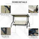 Dondolo Letto 3 Posti 195x117x174 cm in Metallo e Poliestere Nero e Beige