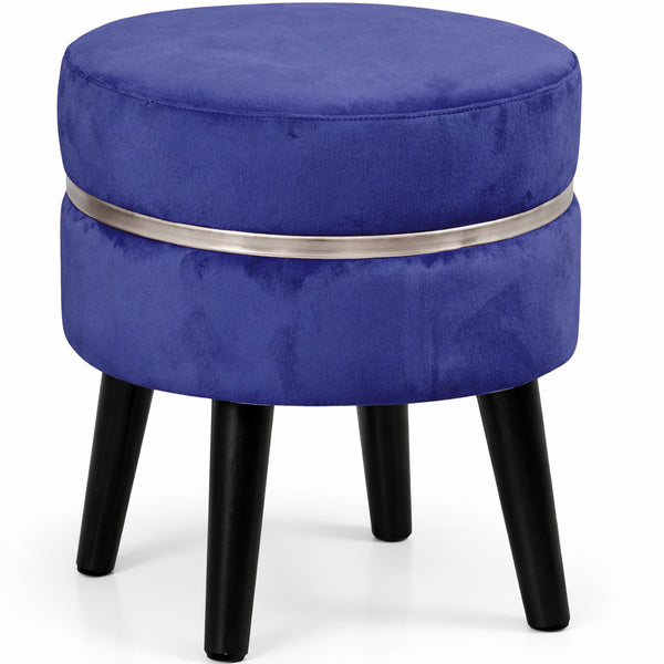 acquista Pouf Sgabello Ø35x40,5 cm Design Moderno Poggiapiedi con Rivestimento in Velluto Blu