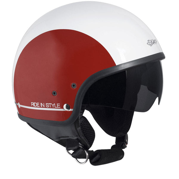 acquista Casco Demi-Jet per Scooter Occhiale a Scomparsa SKA-P 1 NG Slim Bico Bianco Metal