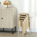 Set 4 Sgabelli con Seduta Imbottita Rotondi e Impilabili Ø40x45 cm in Legno Cachi  