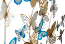 Pannello da Muro Farfalle Oro e Celeste 132x3,5x95,5 cm in Ferro 