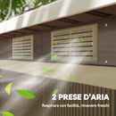 Ripostiglio da Giardino 280x130x172 cm con 2 Prese d'Aria e 2 Porte Scorrevoli in Acciaio Marrone Legno      