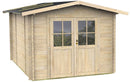 Casetta Box da Giardino per Attrezzi 215x250 cm con Porta Doppia Finestrata in Legno Naturale