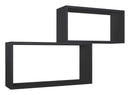 Set 2 Mensole Cubo da Parete Rettangolare in Fibra di Legno Bislungo Nero