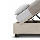 Letto 1 Piazza e Mezza Contenitore Imbottito Microfibra Sabbia Boxmax Testata Flat Varie Misure