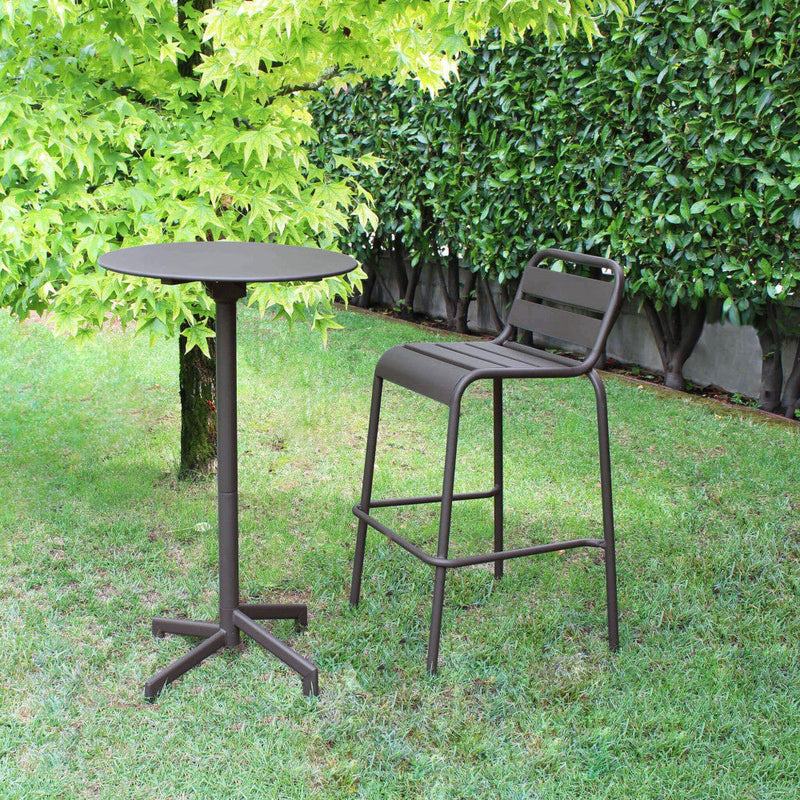 Sgabello Alto Vega 50x51x95 h cm in Acciaio Taupe