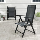Set 4 Sedie da Giardino 56x69x106 cm Pieghevoli e Traspiranti in Acciaio e Poliestere Grigio  