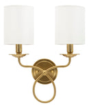 Lampada da Muro Zagabria 35,5x17x43 cm in Ferro e Tessuto Oro e Bianco      