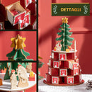 Calendario Avvento di Natale a Cono 22x22x35 cm Con 10 Luci a LED in Compensato