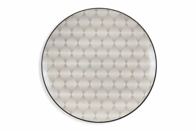 Servizio Piatti 18 Pezzi in Gres Villa d'Este Home Tivoli Confusion Bianco e Grigio