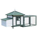 Pollaio Gabbia per Galline da Esterno 64x64x97 cm in Legno Bianco e Verde
