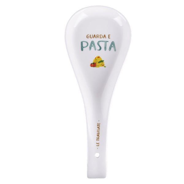 Poggiamestolo Pasta 26,5x10x3 cm in New Bone China VdE Tivoli 1996 Le Travisate Bianco sconto