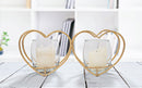 Portacandele Heart 27,5x9,5x12,5 cm in Ferro e Vetro Oro
