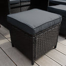 Set Salotto da Giardino 240x186x70 cm ad Angolo con Tavolo e Box Contenitore in Rattan Nero