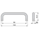 Maniglie per Mobile 8 mm Interasse 96 mm Acciaio Cromo 20 Pezzi Emuca