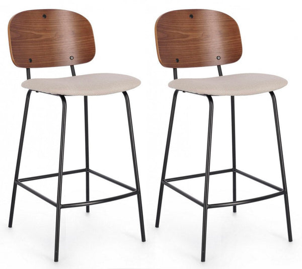 Set 2 Sgabelli 43,5x52,5x93,5 cm Sienna in Tessuto Beige online
