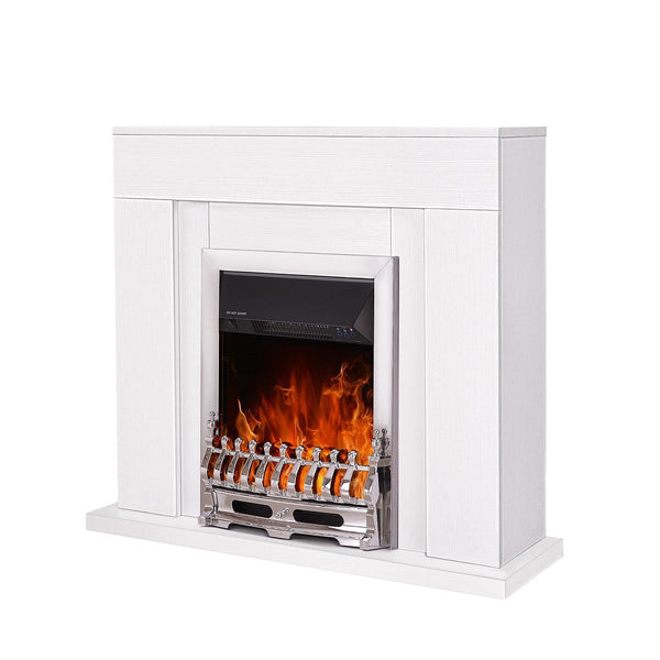 prezzo Camino Elettrico da Pavimento 85x95x30 cm Effetto Fiamma 2000W Arthur & Galileo Silver Bianco