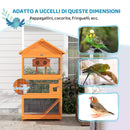 Voliera per Uccelli 92x52x171 cm a 3 Porte con Casetta Scaletta e Vassoio in Legno e Metallo Arancione e Verde      