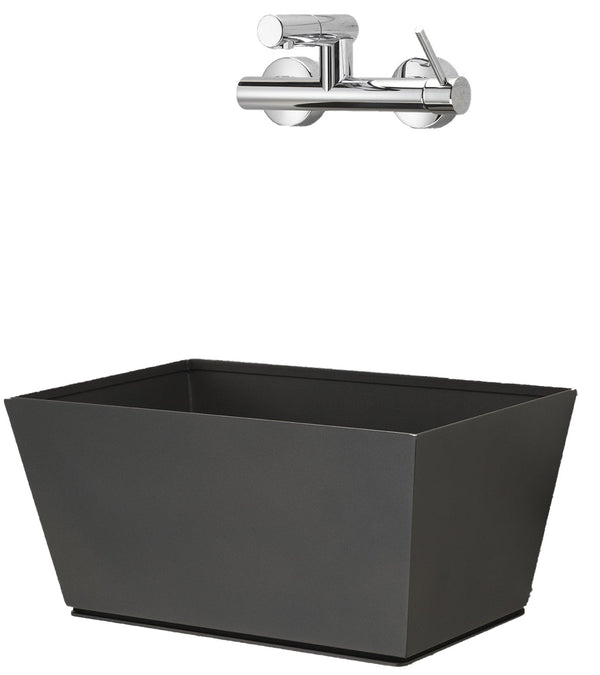 prezzo Fontana a Parete da Giardino con Miscelatore e Vasca Belfer 42/PRQM Antracite