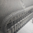 Set da Giardino 3 Pezzi in Stile Boho Divano 2 Posti Chaise Longue e Tavolino in Rattan PE Grigio Chiaro  
