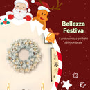 Ghirlanda Natalizia Innevata 60 cm con 35 LED Timer e Pigne Decorative per Interno      