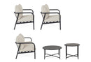 Set 5 Pezzi Salotto da Giardino con Divano 2 Poltrone e 2 Tavolini in Acciaio e Spunpoly Ostuni Antracite 