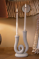 Porta Candele Stons 12x7x20 cm in Resina Crema      