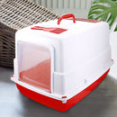 Toilette per gatti chiusa porta basculante carboni attivi 54x39x39cm Rosso