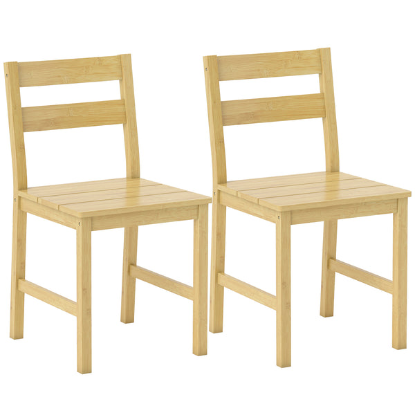 prezzo Set di 2 Sedie da Pranzo 42x45x80 cm con Schienale Curvo e Seduta a Doghe in Bambù Colore Naturale