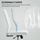 Sedia da Ufficio Ergonomica e Regolabile 58x53x97-107 cm con Schienale Ricurvo in Pelle PU e Acciaio Bianco      